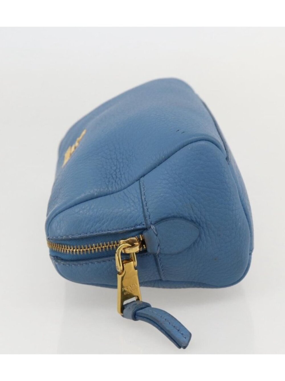 PRADA Pouch Leather Blue Gold - Picture 3 of 16